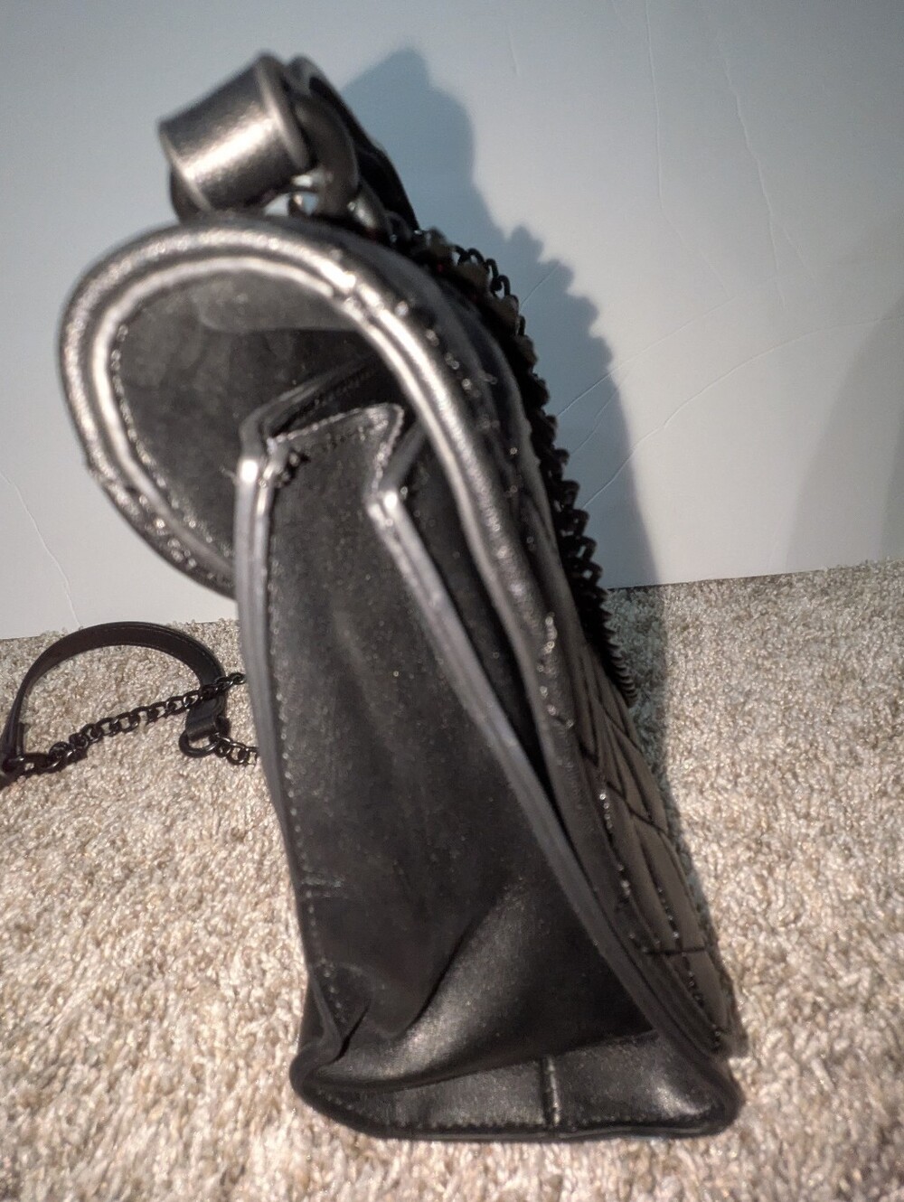 Aldo Black Quilted Crossbody Bag with Black Chain Strap - Picture 7 of 8